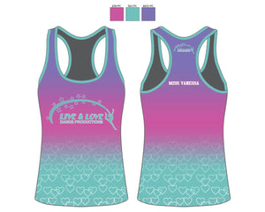 Purple/pink/blue hearts-Live & Love Dance Productions-Racerback Tank