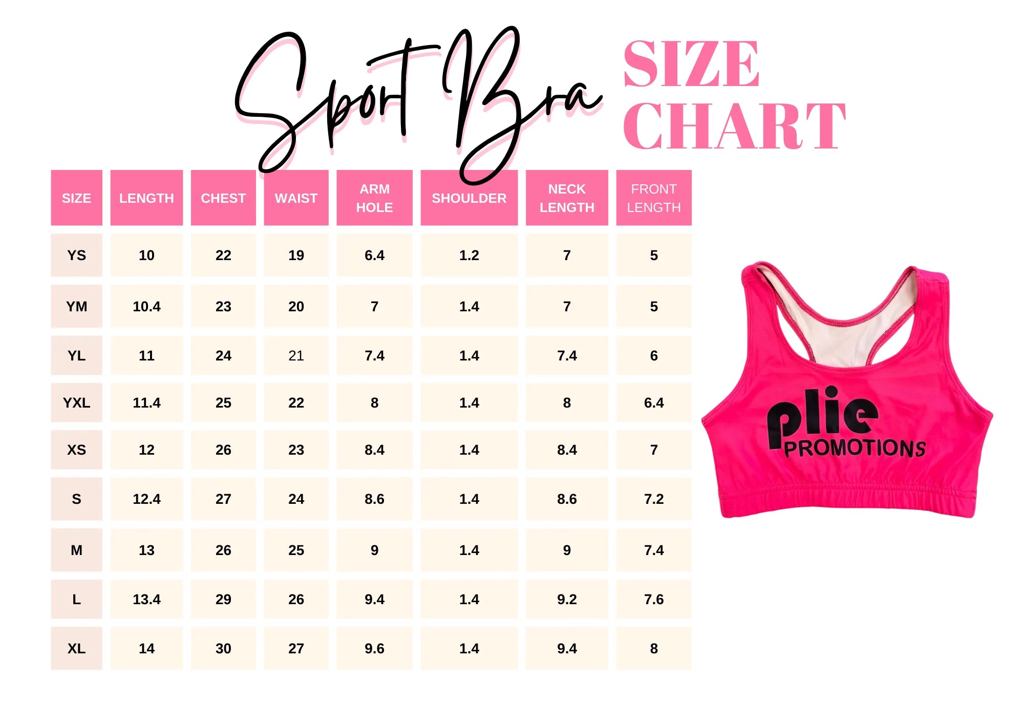 Sports Bra Size Kit - Limited Stock – Plie Promotions